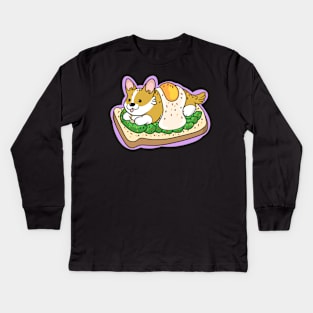 Corgi avocado toast Kids Long Sleeve T-Shirt